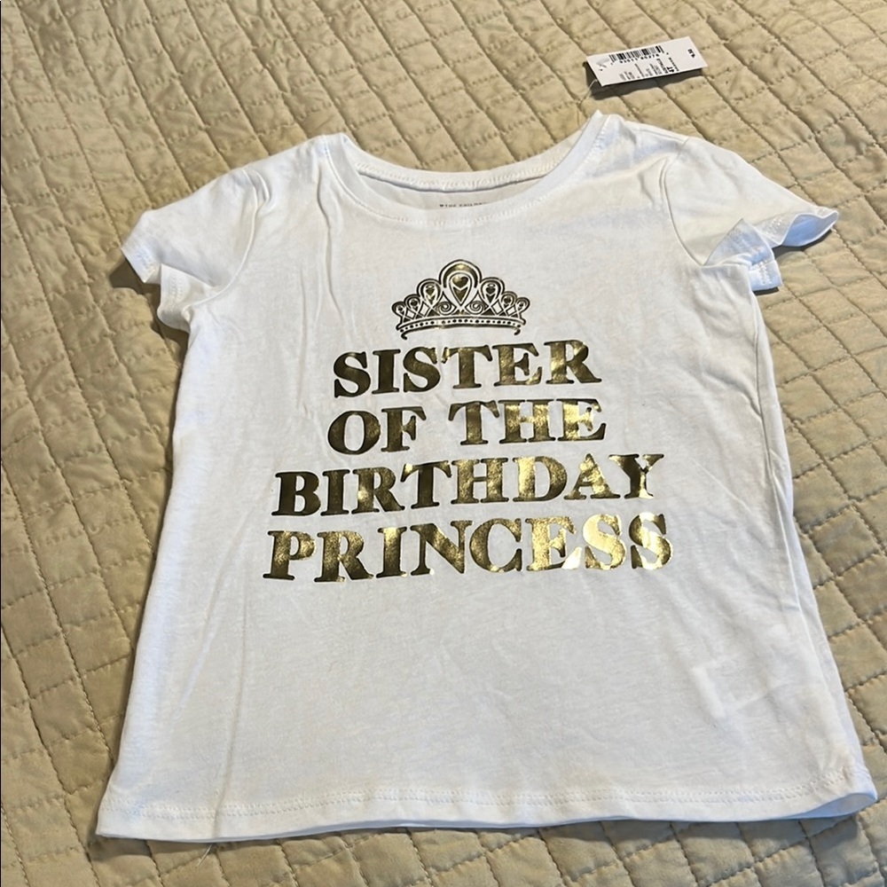 The Children's Place Gold Accented White Tee Short Sleeve